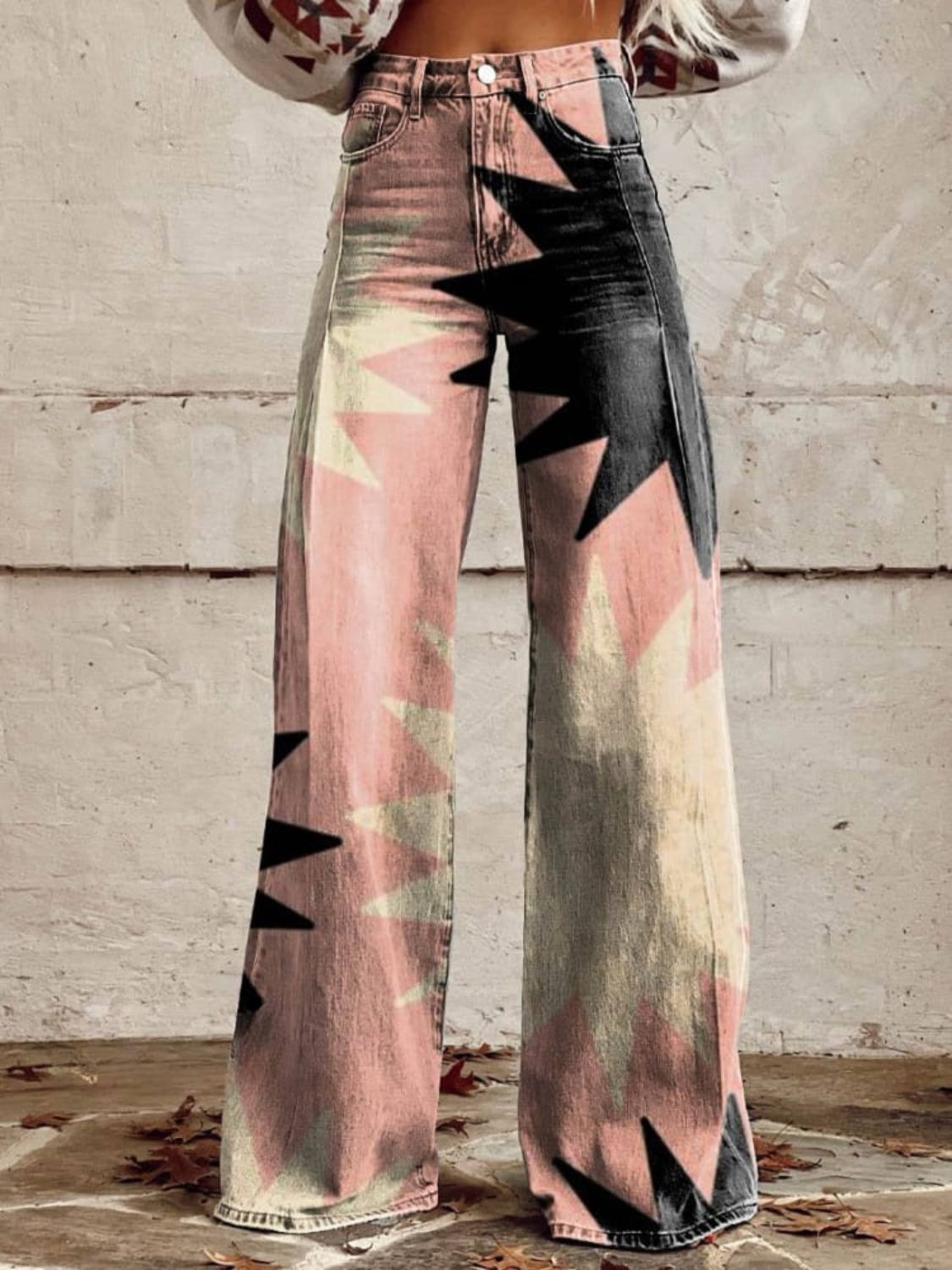 ARLENA – Wide Leg Geometric Pattern Trousers