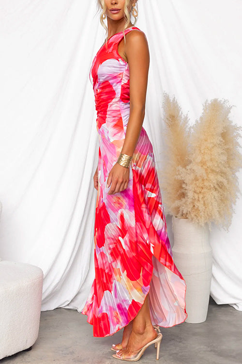 Kacie – One-Shoulder Pleated Maxi