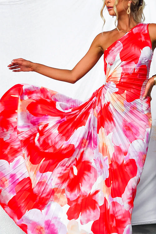 Kacie – One-Shoulder Pleated Maxi