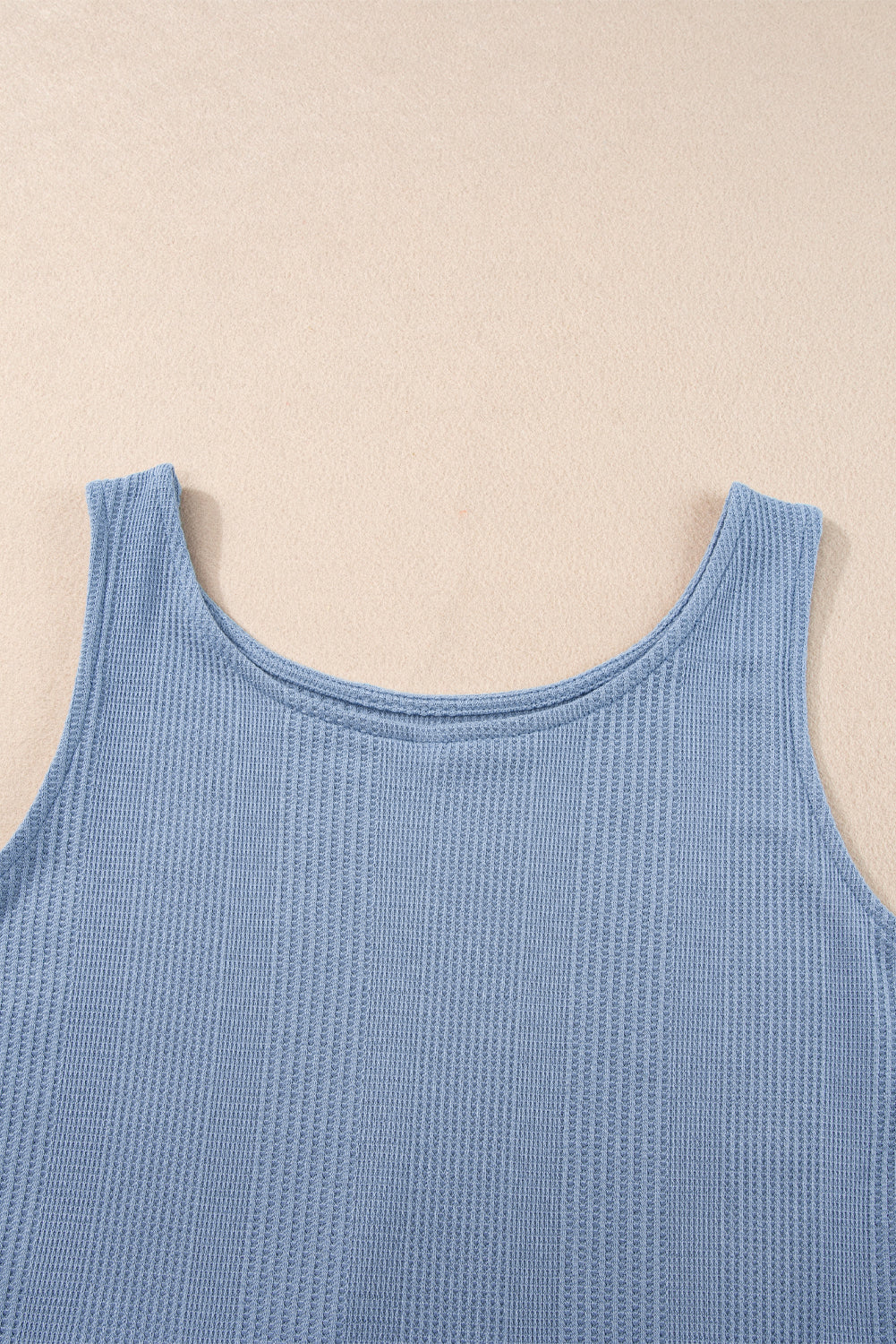 Amelia - Blue Ribbed Ruffle Tank Top and Pants Set