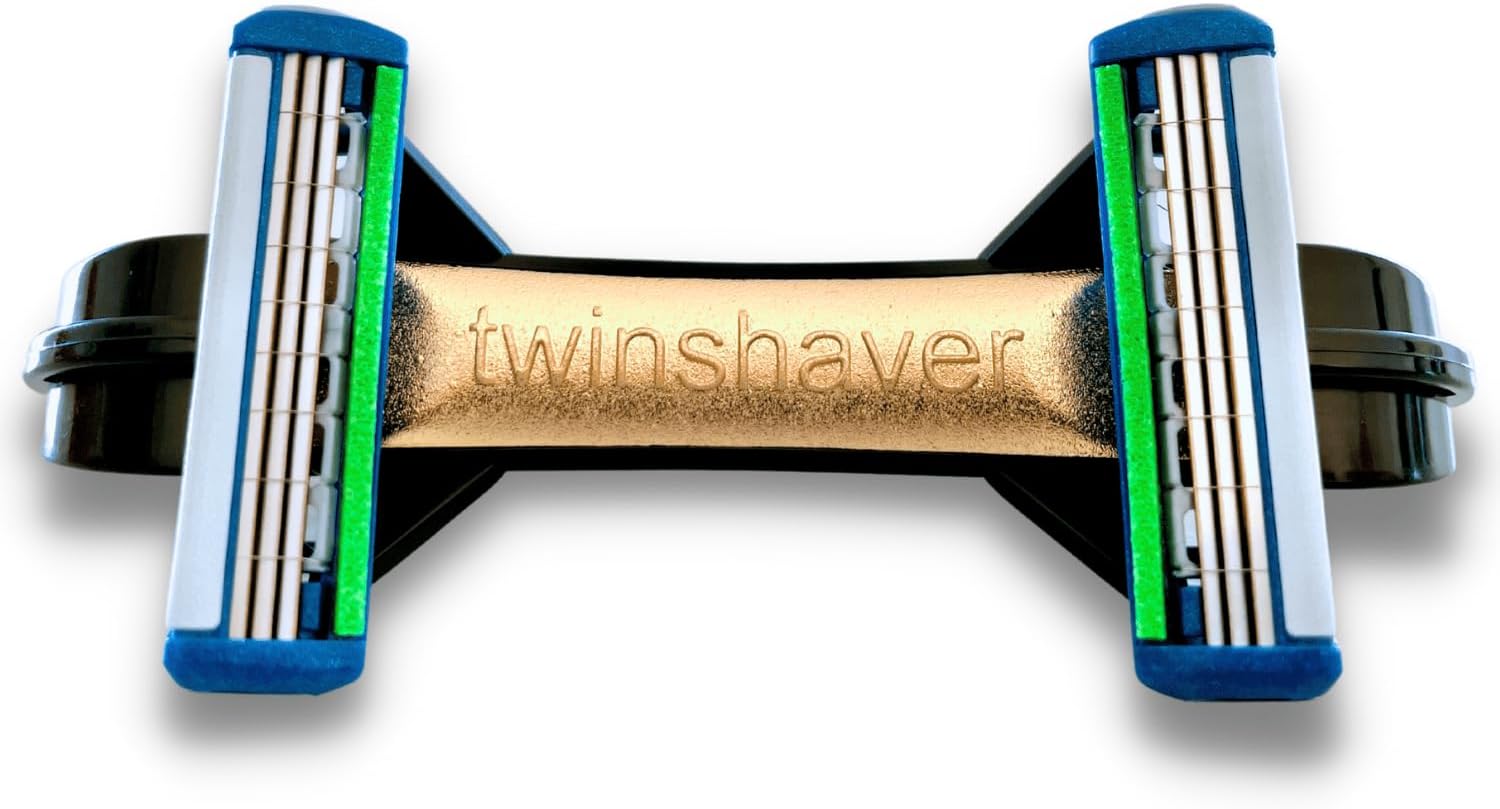 twinshaver Bald Razor Men's 0 mm + 4 Razor Blades - Cut Protection & 80% Time Saving - Body & Head Shaver - Wet Razor (Black)