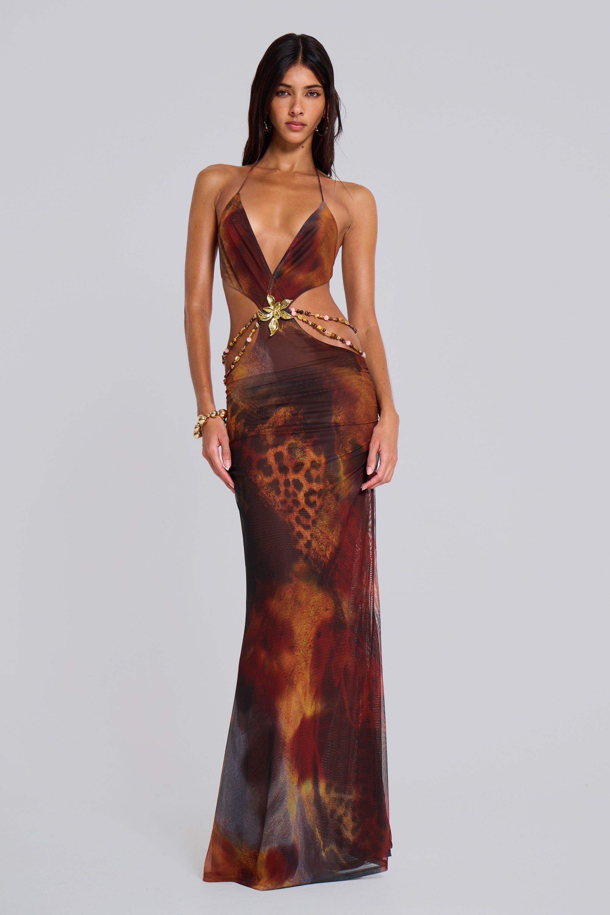 Martina – Cut-Out Beaded Mesh Gown