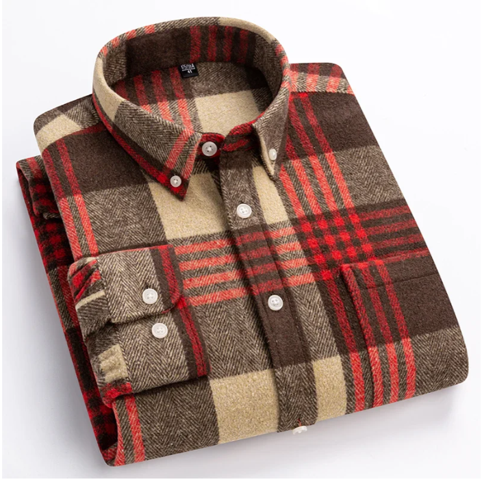 Jackson Vale - Long Sleeve Cotton Plaid Shirt