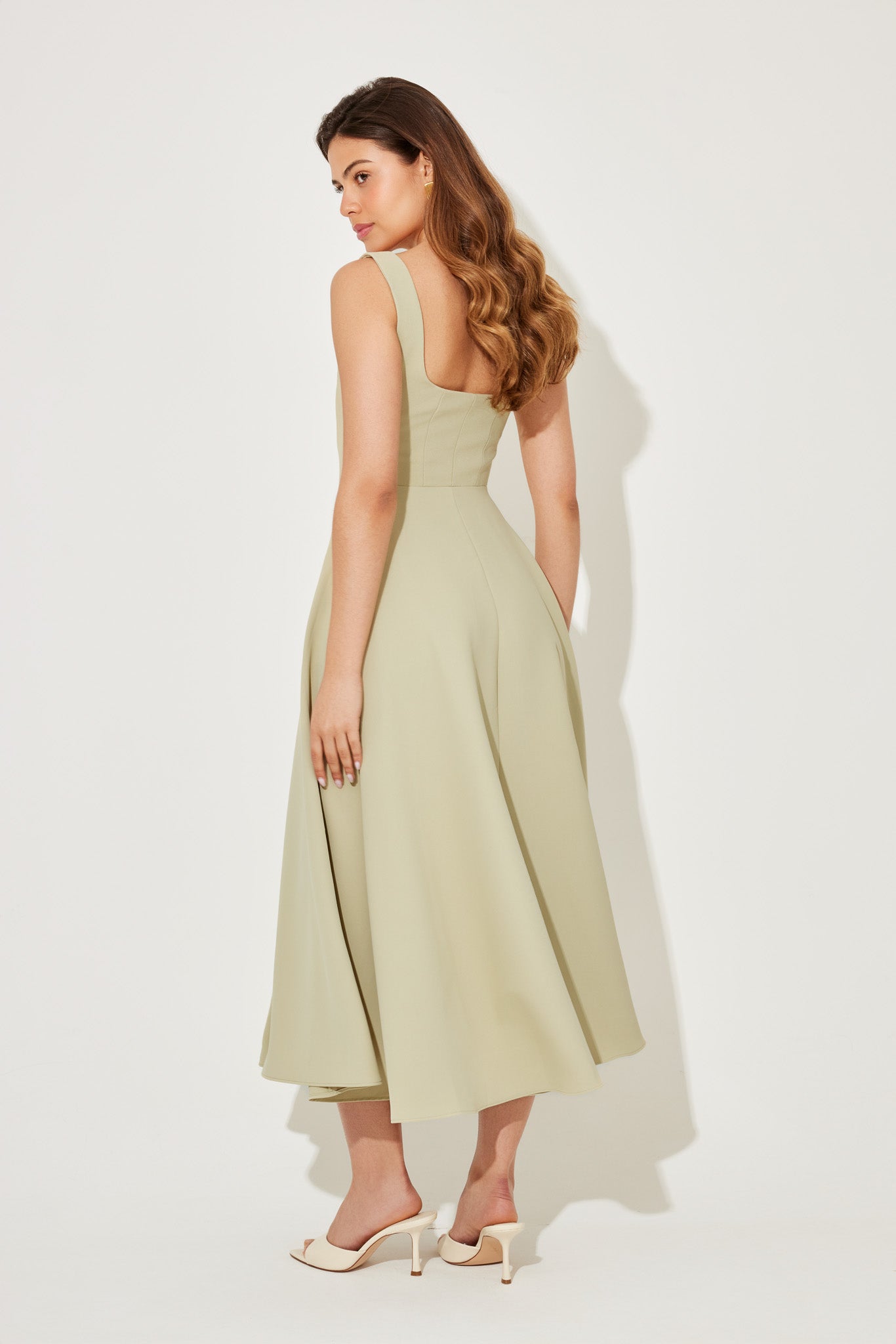 Amelia – Classic Square Neck Midi Dress