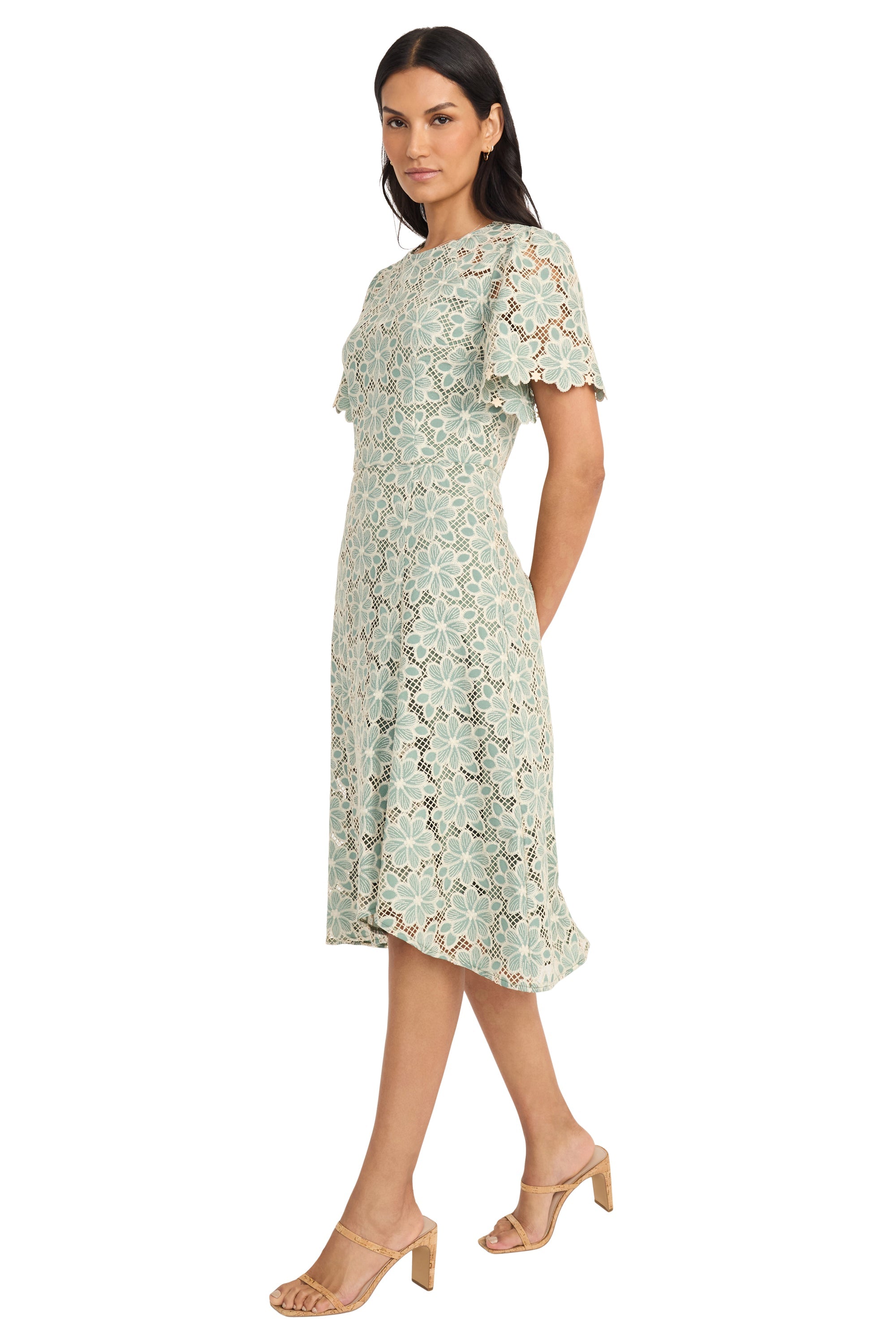 Annabel – Lace Flutter Sleeve Dress