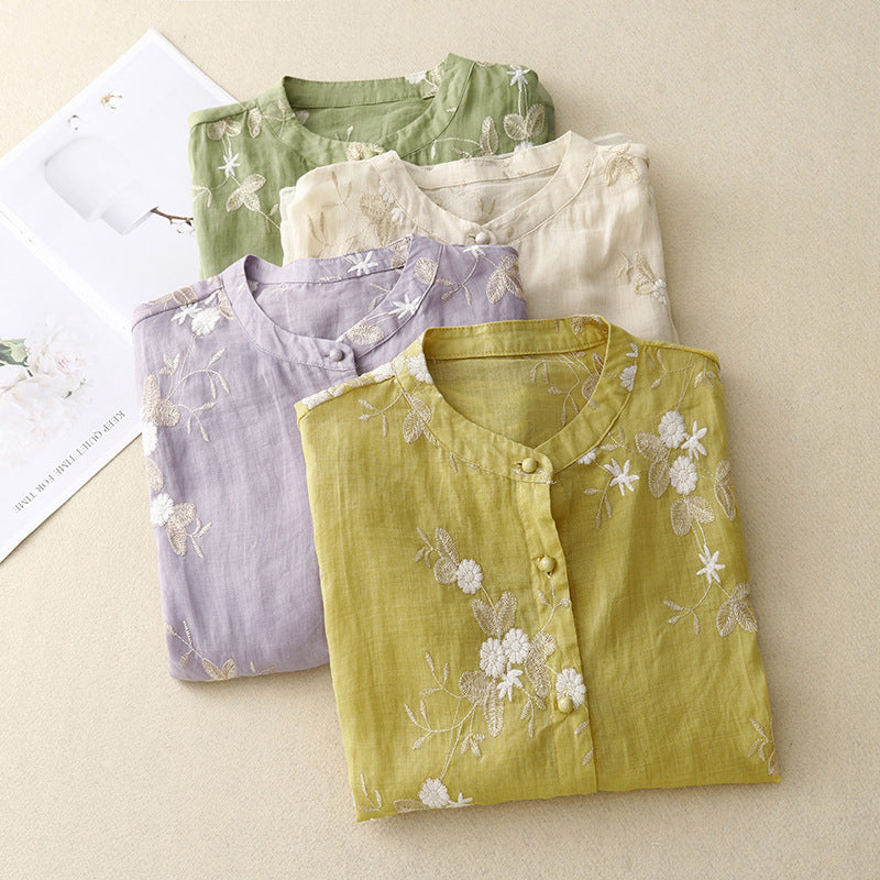 LUNA - Embroidered Cotton Blouse