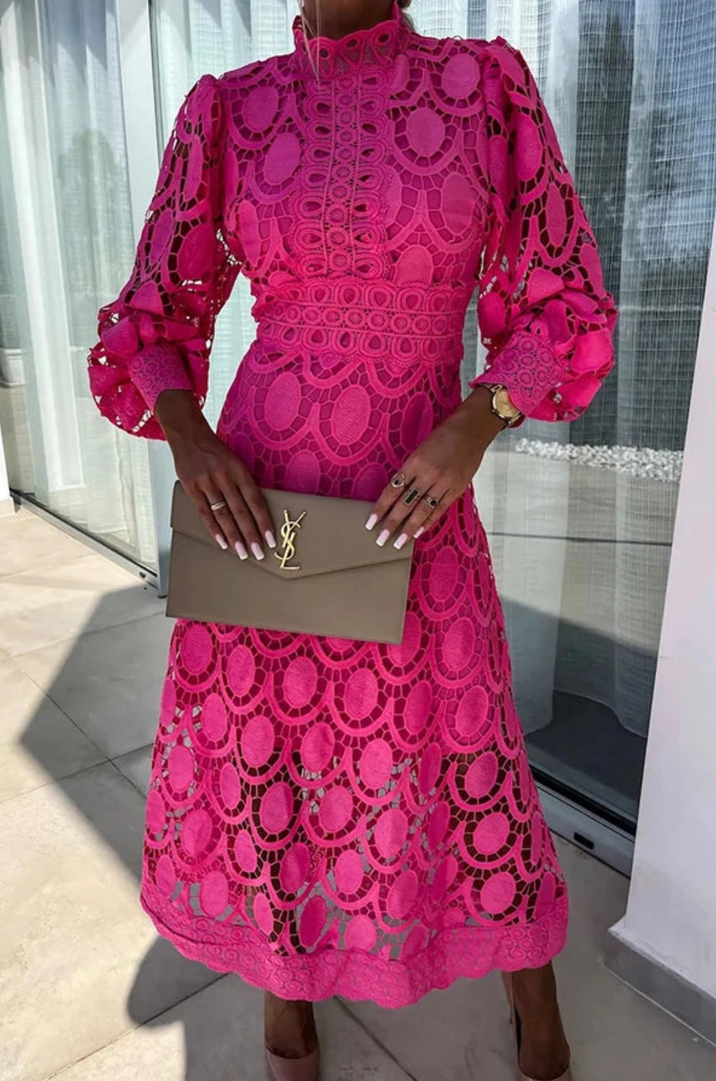 Charlotte – Embroidered Lace Midi Dress