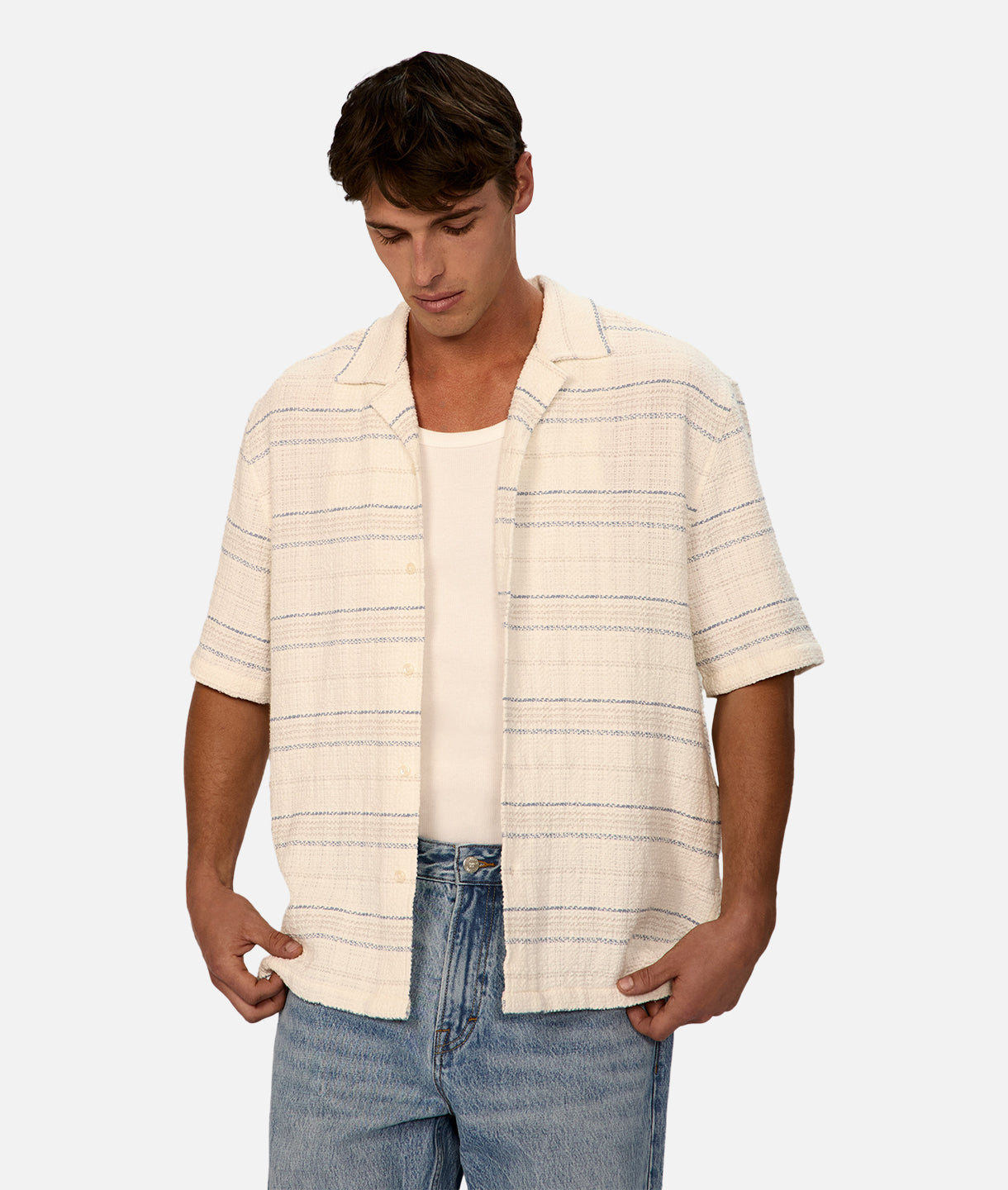 Harry - White Light Blue Short Sleeve Shirt