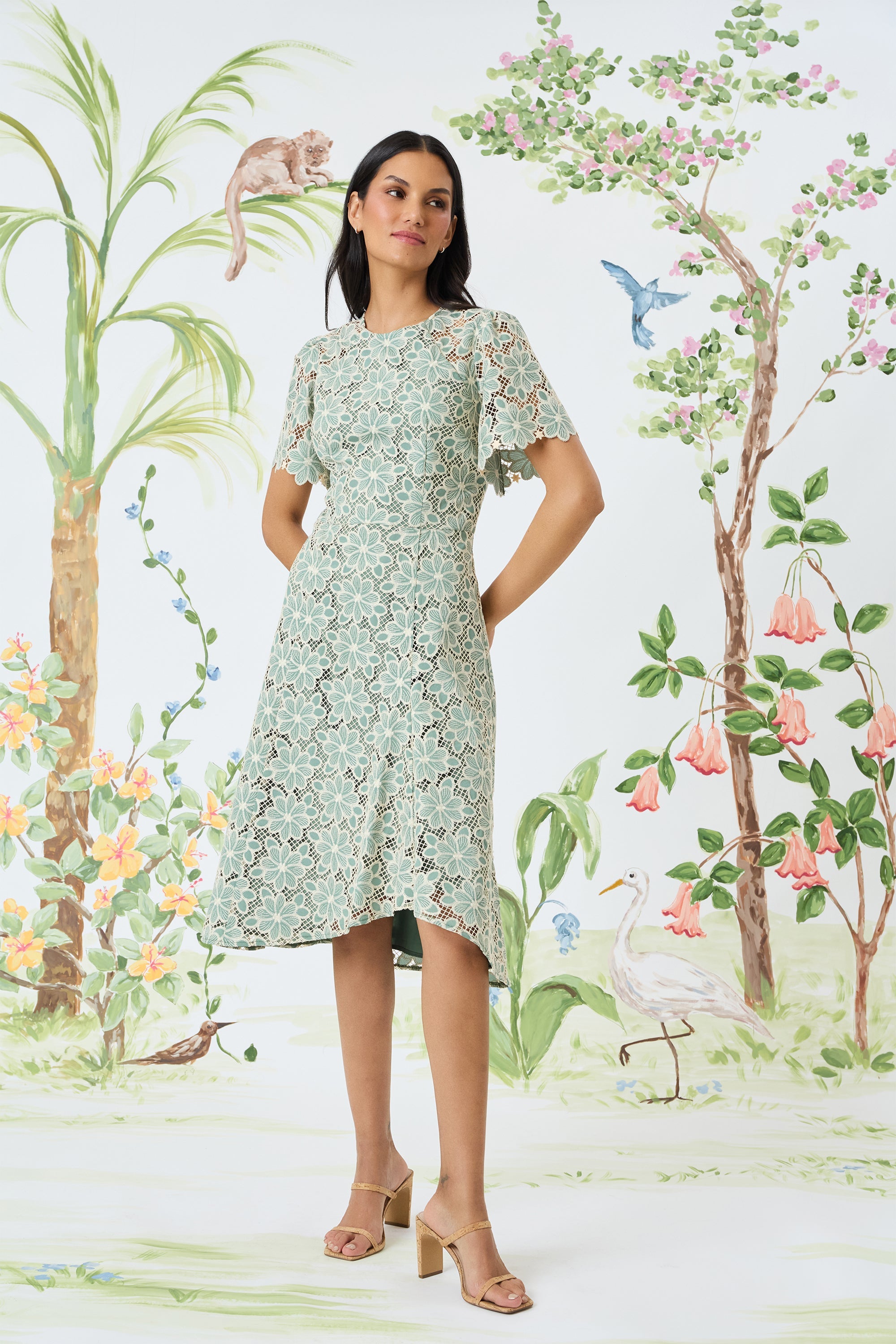 Annabel – Lace Flutter Sleeve Dress