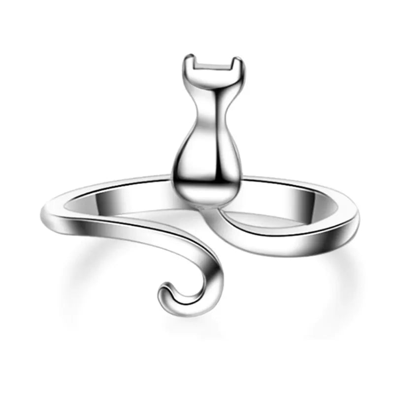 Silver Cat Ring