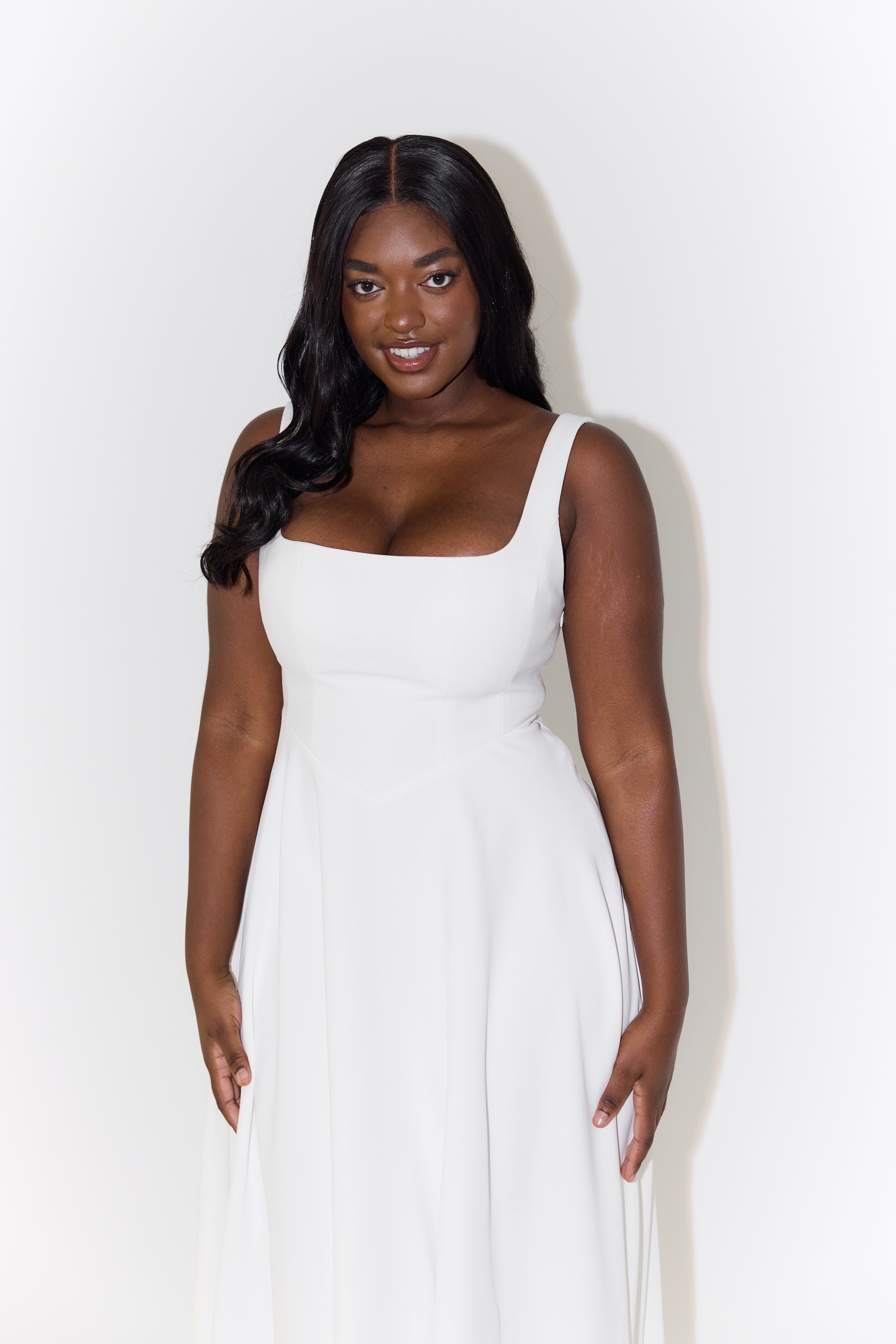 Amelia – Classic Square Neck Midi Dress