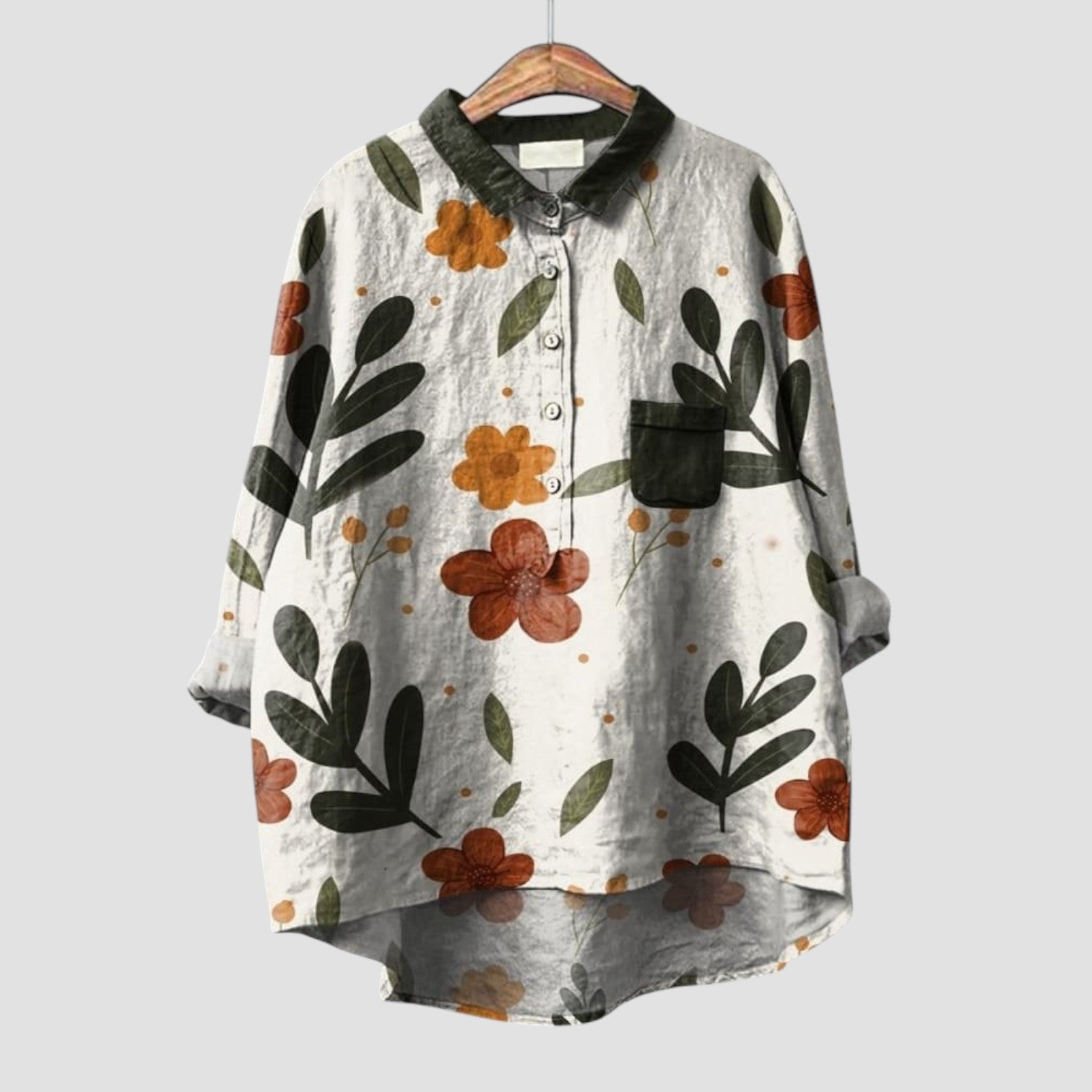 CLARISSA | Oversize Floral Shirt in Natural and Authentic Style