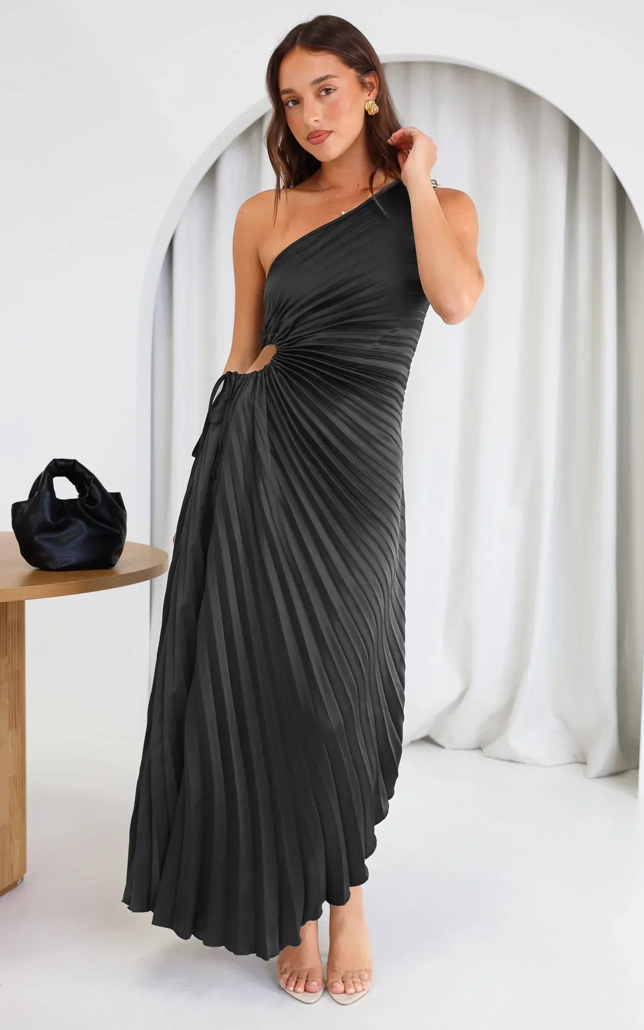 Sylviana – Twist-Pleated Midi Dress