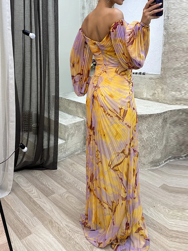 Gisselle – Crystal-Draped Pleated Gown