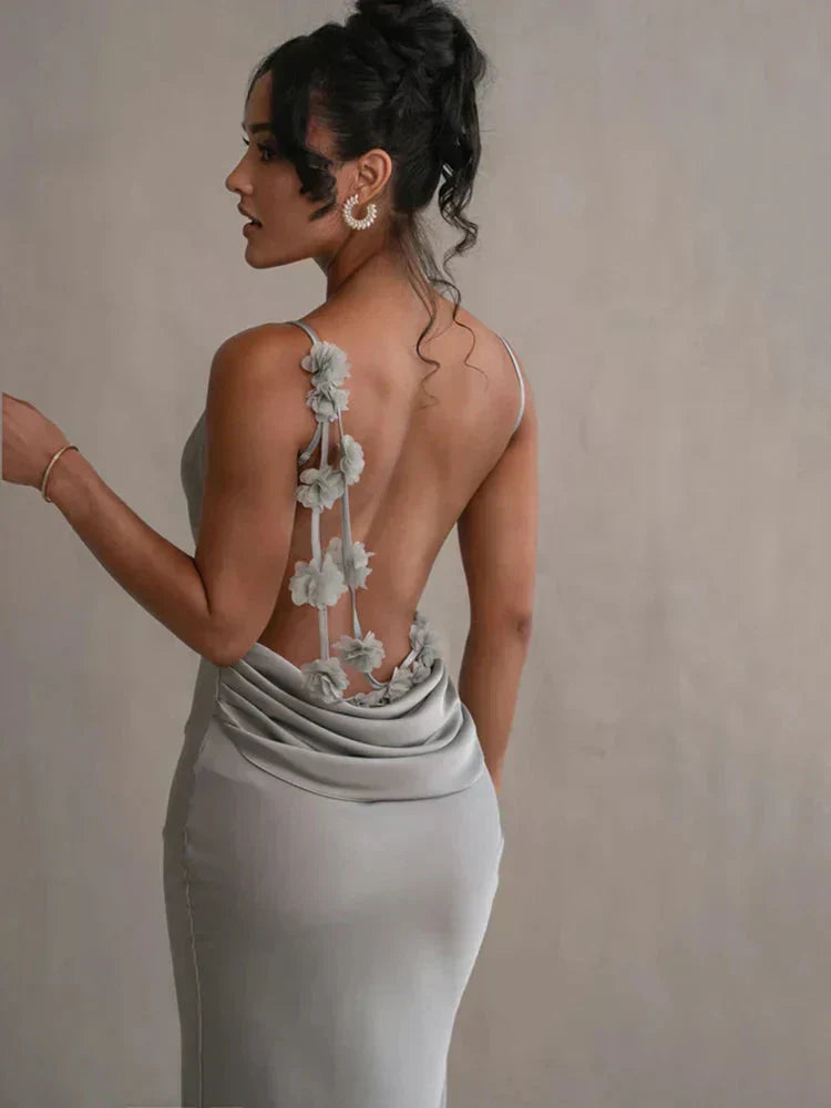 Cassiane – Floral Strap Backless Gown