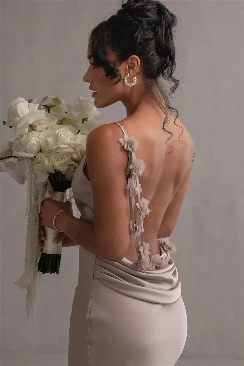Cassiane – Floral Strap Backless Gown