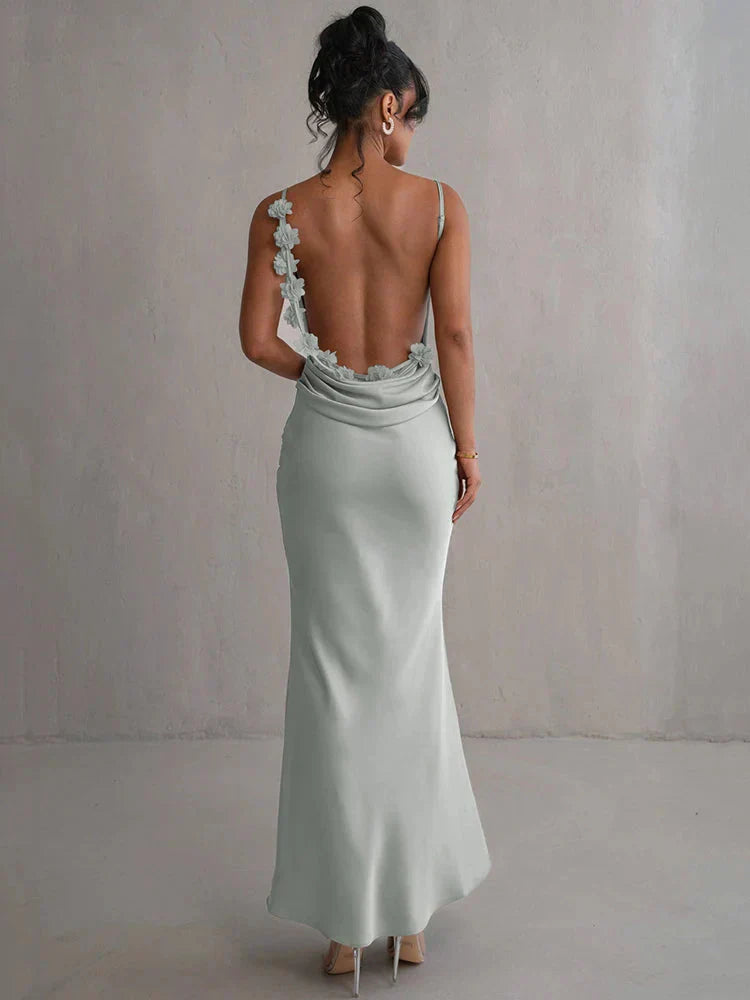 Cassiane – Floral Strap Backless Gown