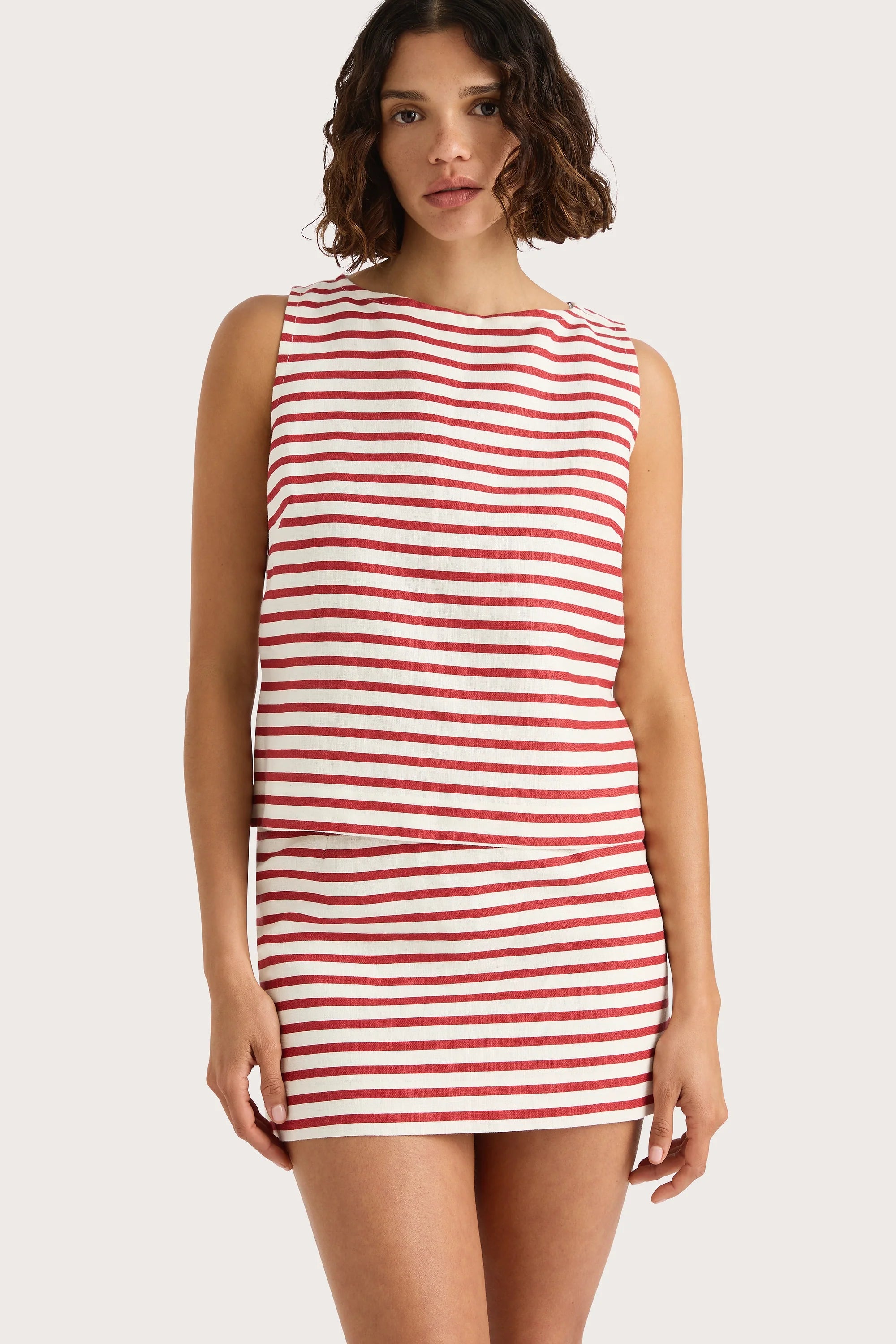 Jane - Mini Skirt Breton Stripe Red