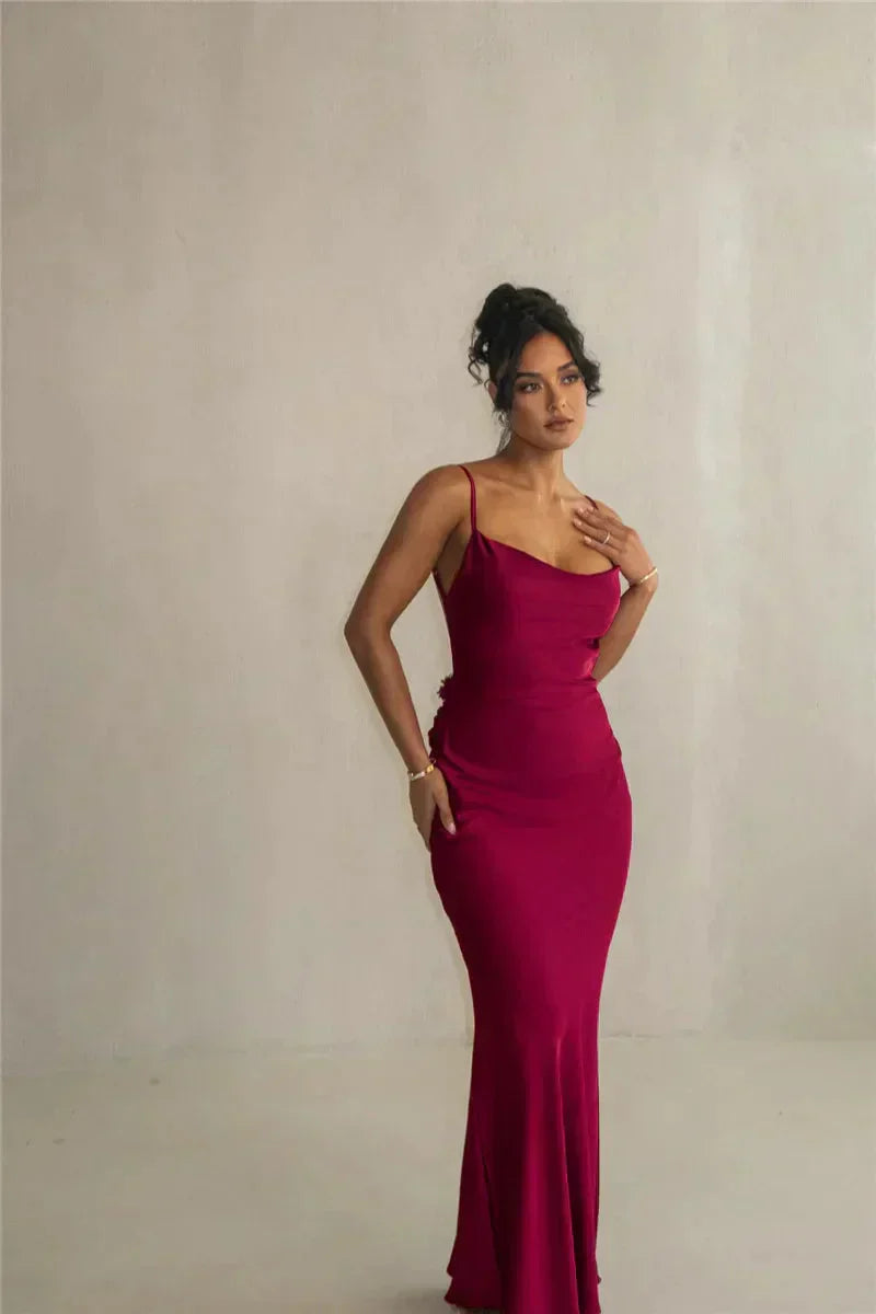 Cassiane – Floral Strap Backless Gown