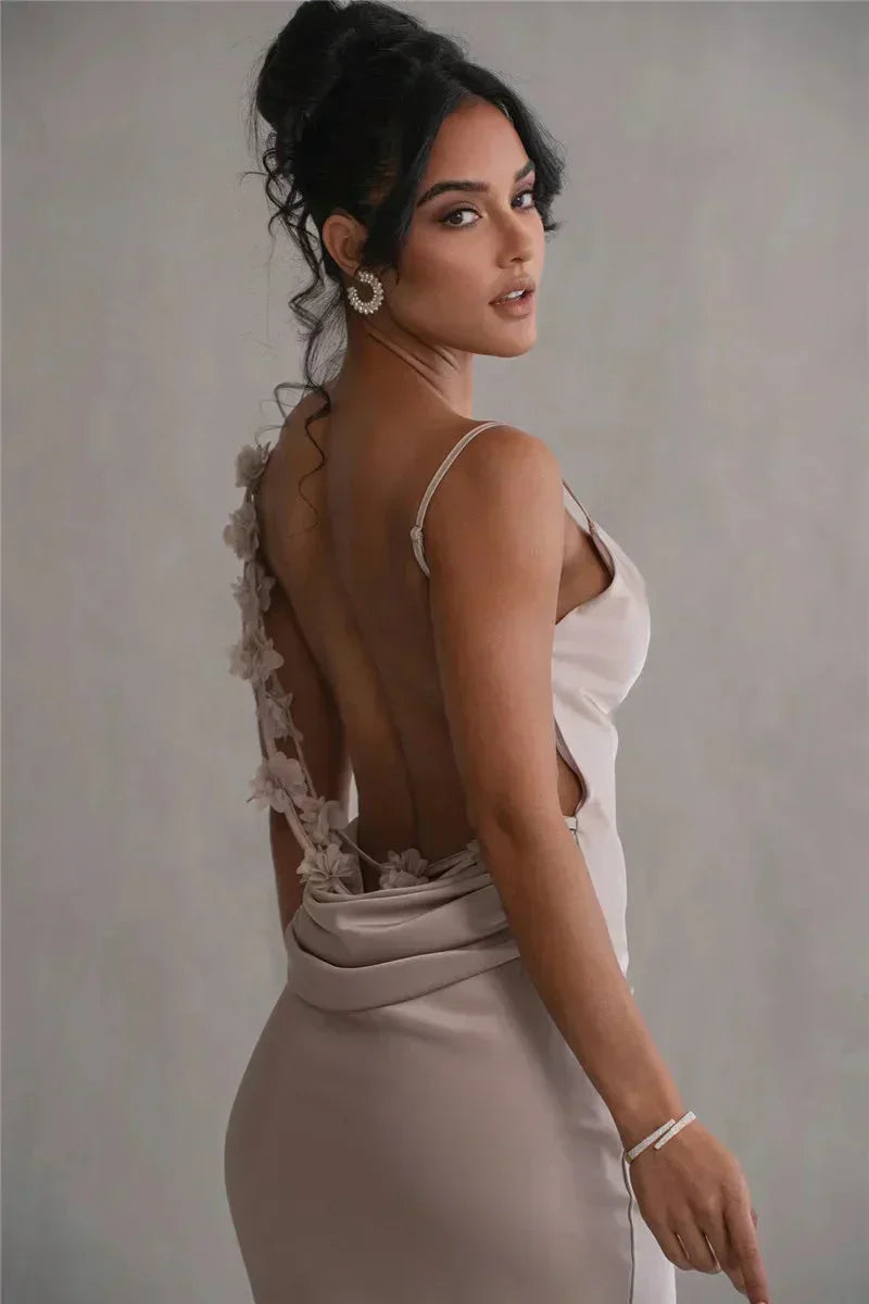 Cassiane – Floral Strap Backless Gown