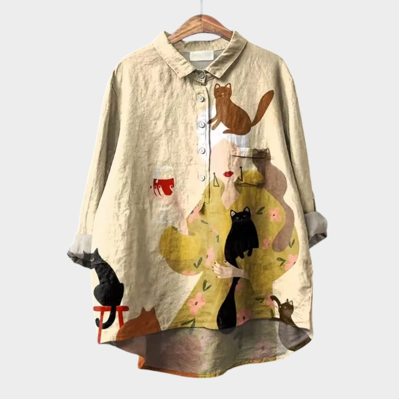 ELISABETTA | Oversize Floral Blouse with Comfort Wrap for Carefree Days