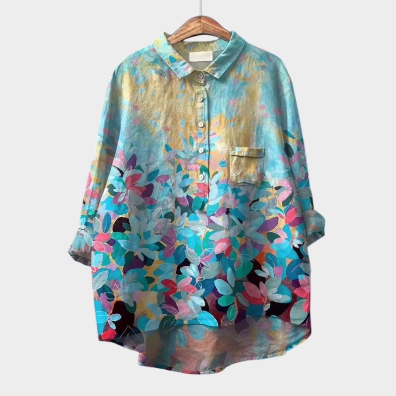 ELISABETTA | Oversize Floral Blouse with Comfort Wrap for Carefree Days
