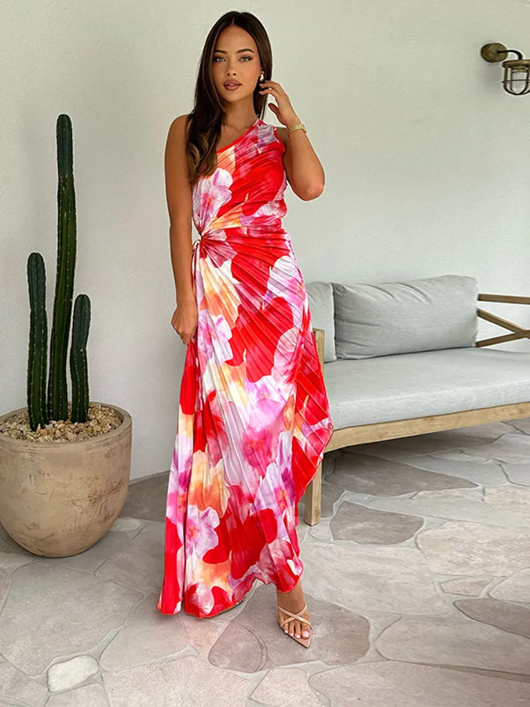 Sophie – One Shoulder Pleated Midi Dress