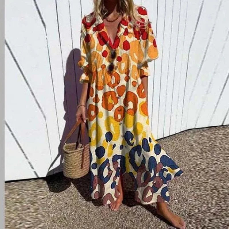Cassidy™ – Boho Puff Sleeve Maxi Dress