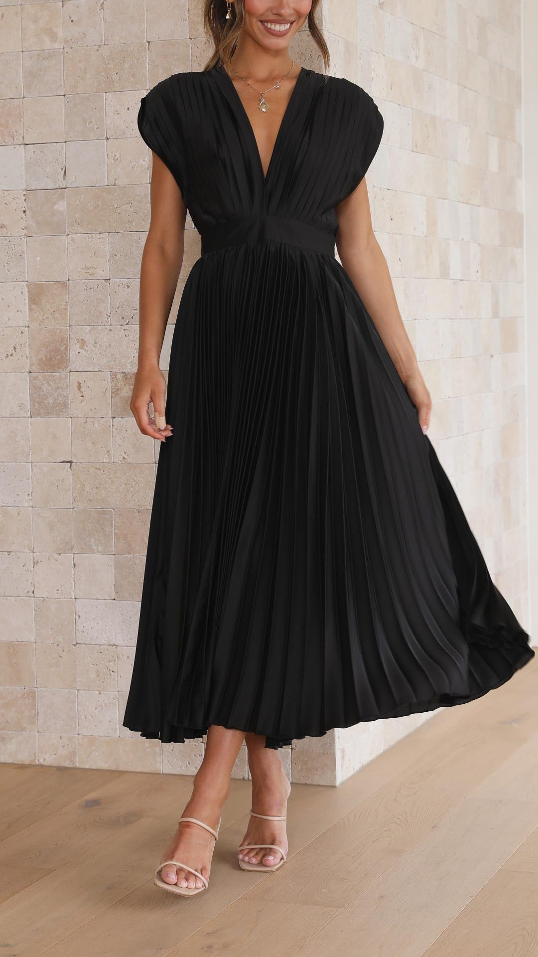 Alexis – Grecian Pleated Midi Dress