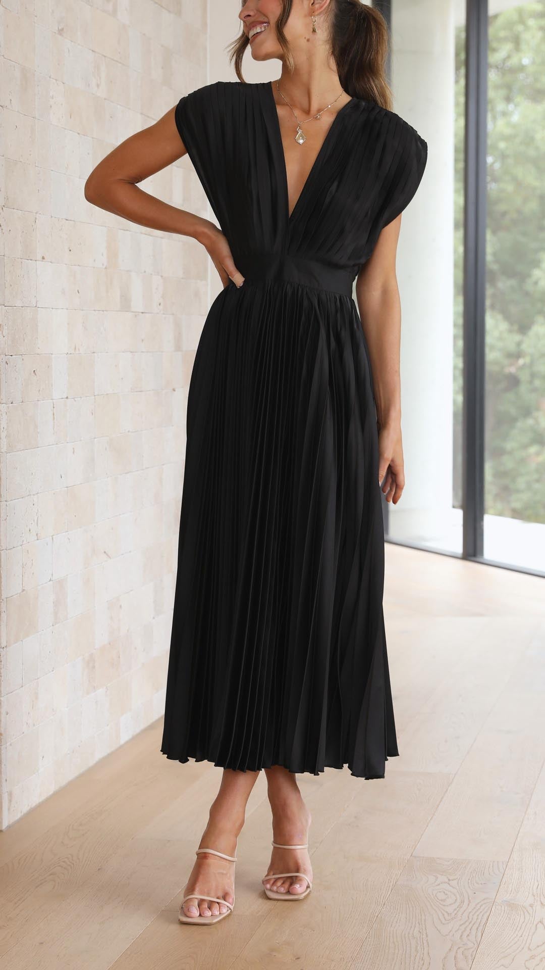 Alexis – Grecian Pleated Midi Dress