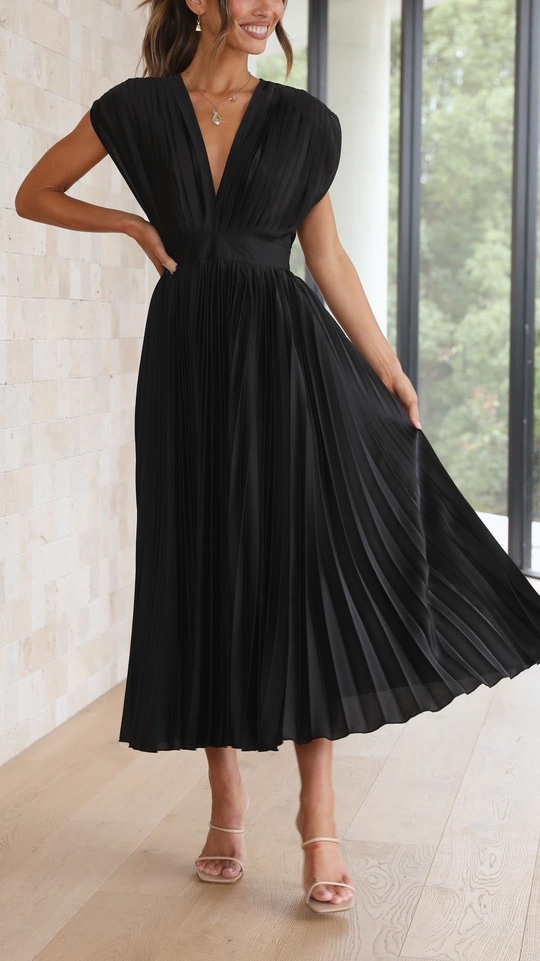 Alexis – Grecian Pleated Midi Dress
