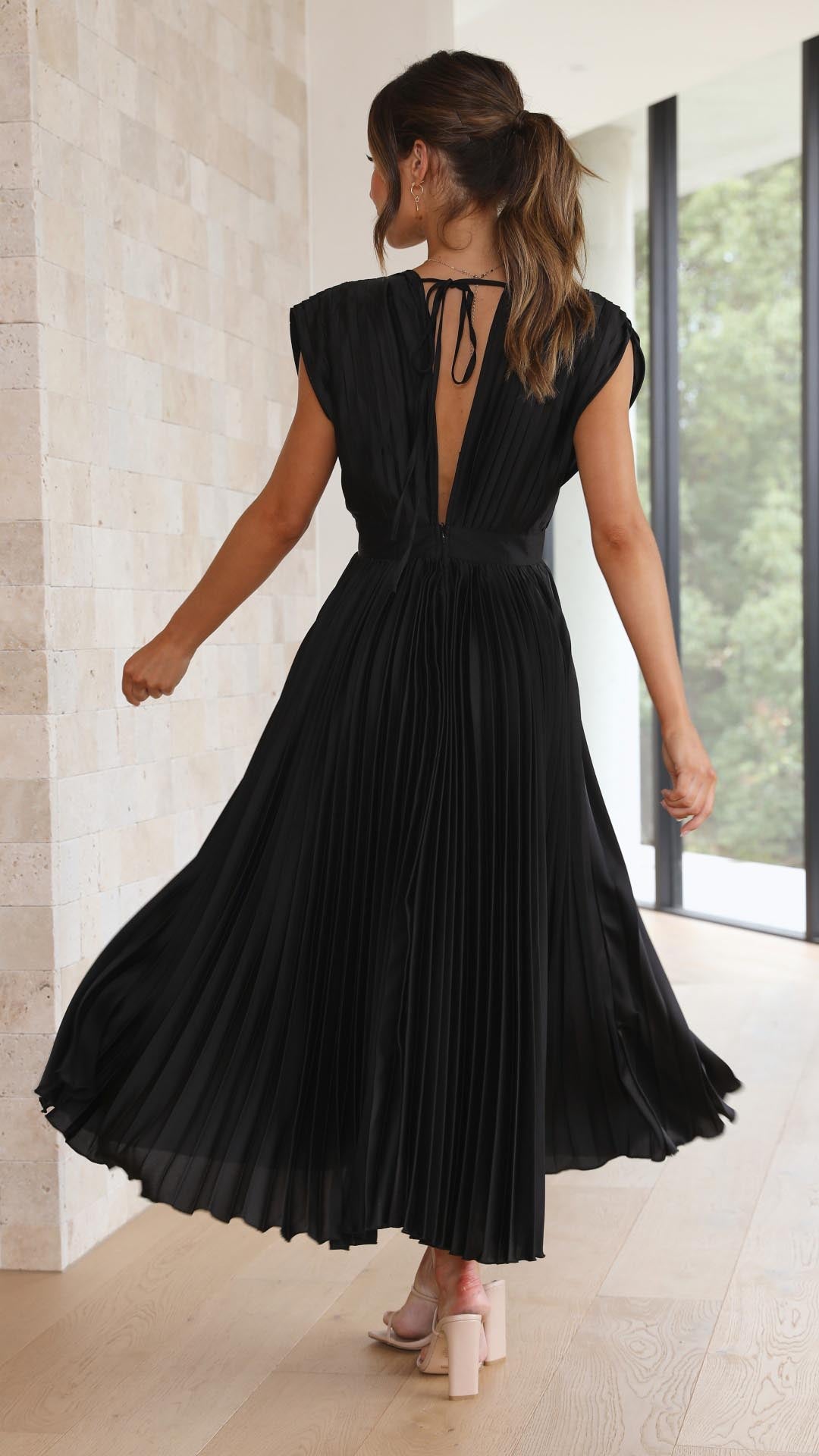 Alexis – Grecian Pleated Midi Dress
