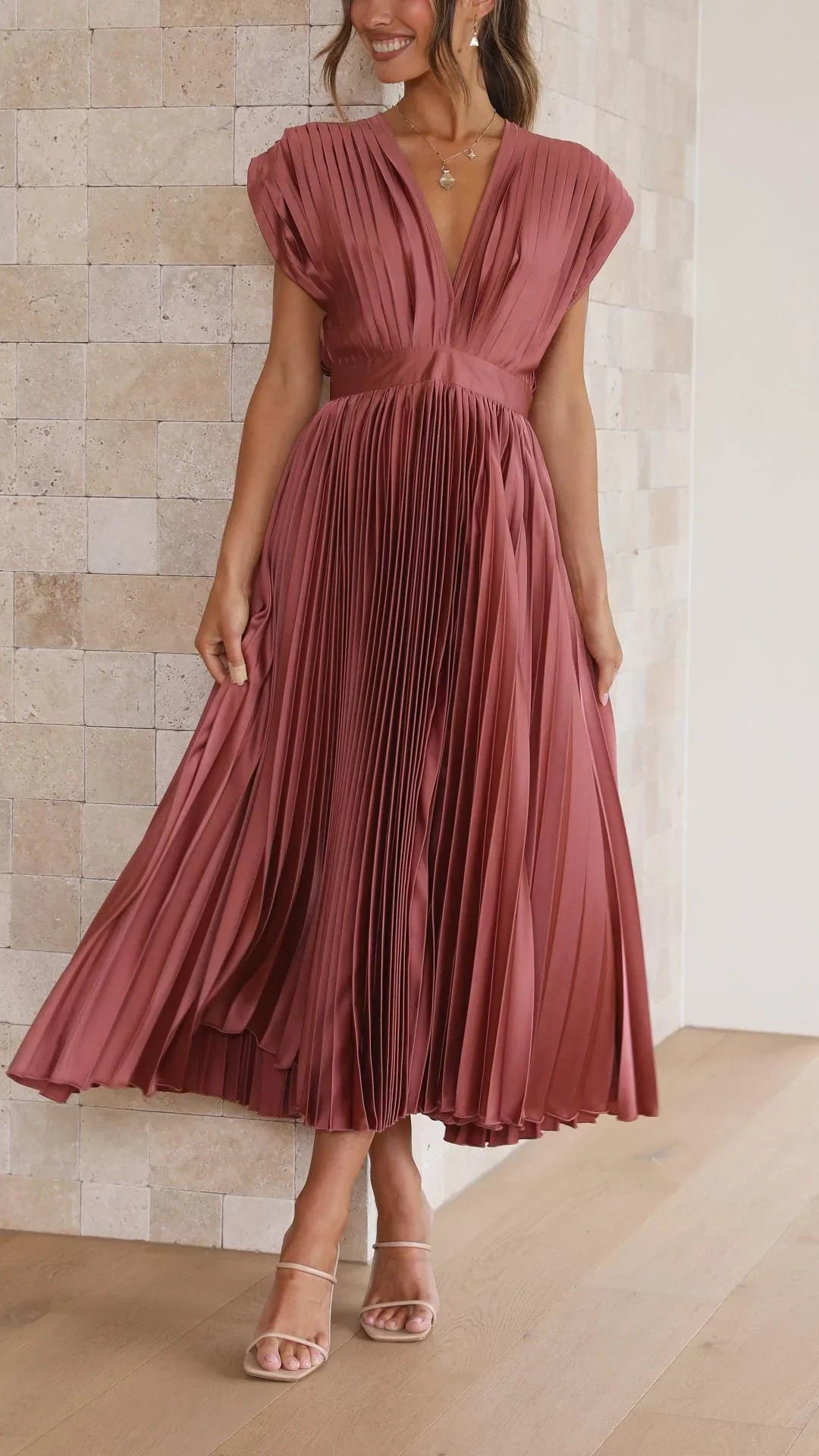Alexis – Grecian Pleated Midi Dress