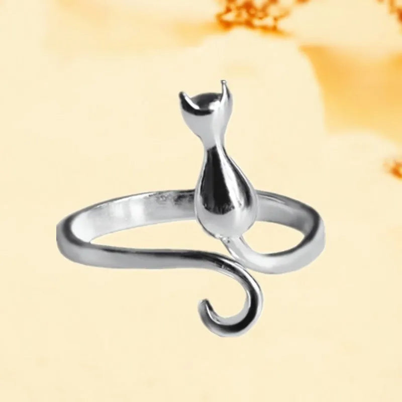 Silver Cat Ring