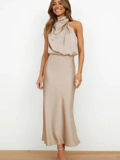 Benthe – Draped Halter Neck Dress