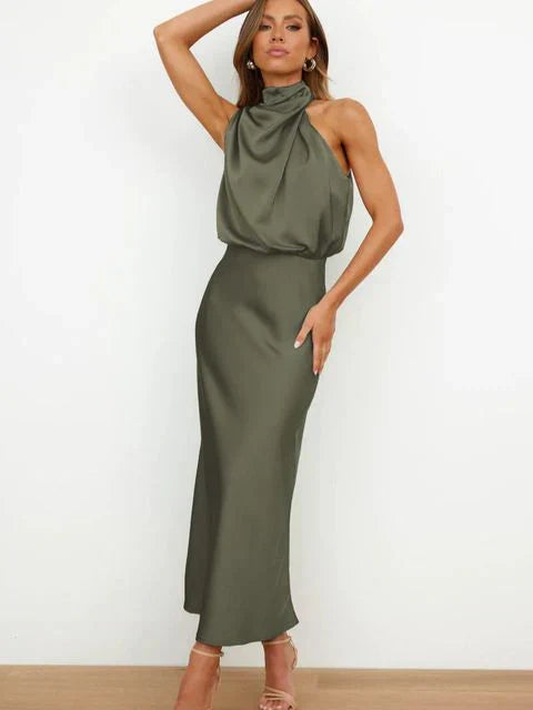 Benthe – Draped Halter Neck Dress