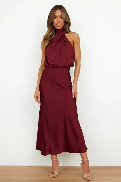 Benthe – Draped Halter Neck Dress