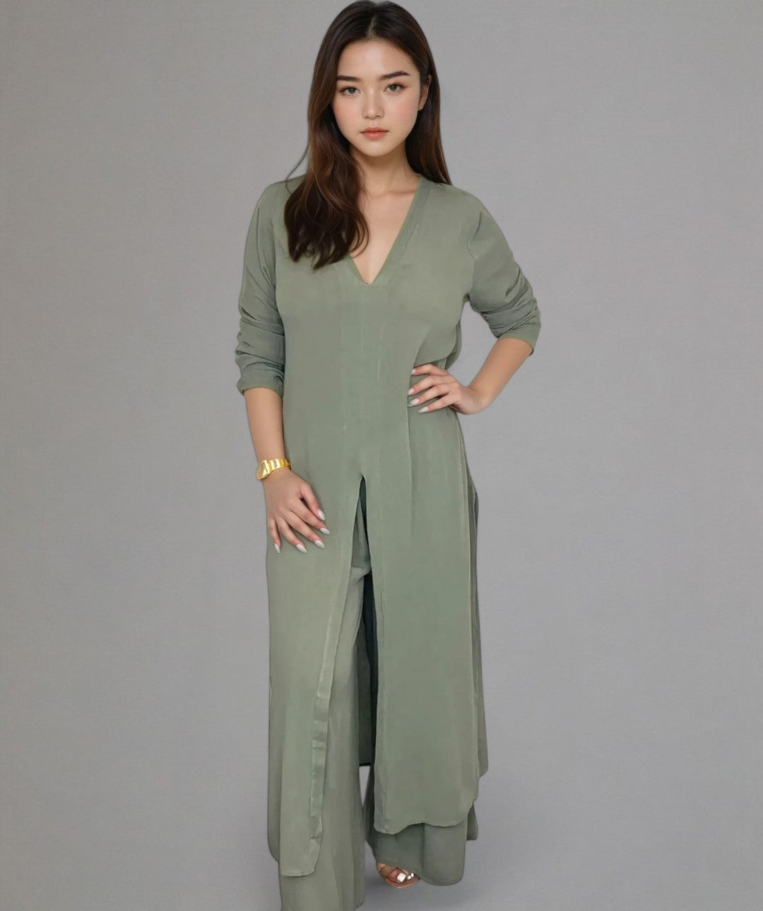 Amira – Chic Two-Piece Blouse & Trousers Set