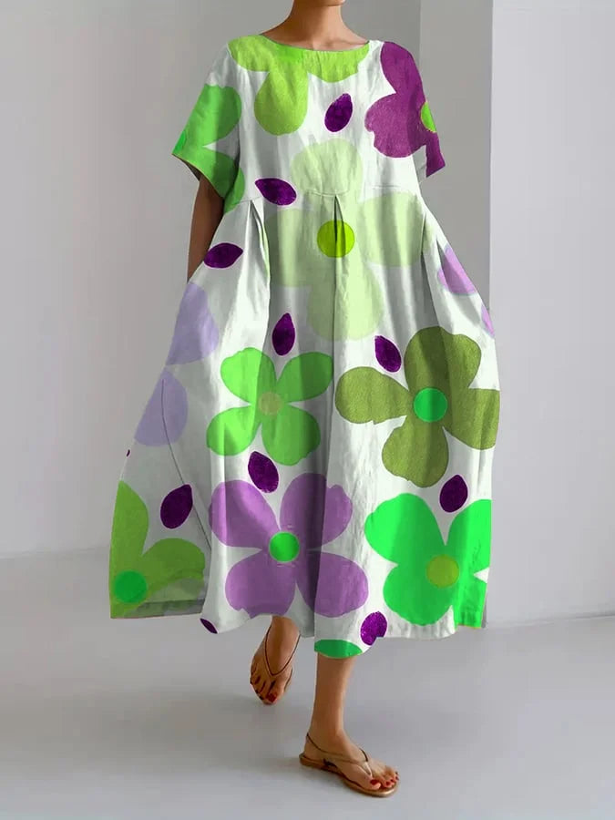 ELIANA | Floral Midi Dress with Carefree Style and Summer Comfort for Colourful Days