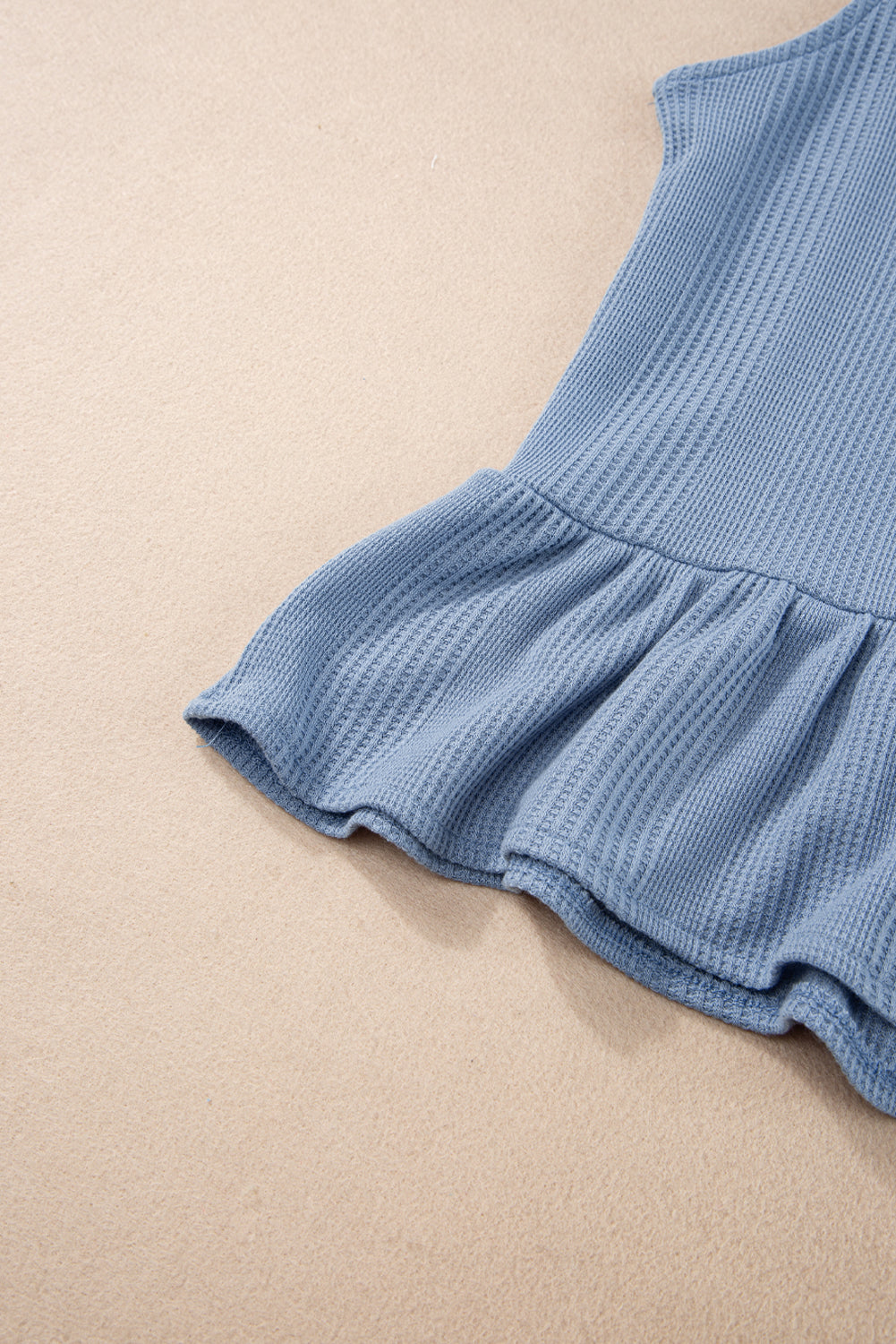 Amelia - Blue Ribbed Ruffle Tank Top and Pants Set