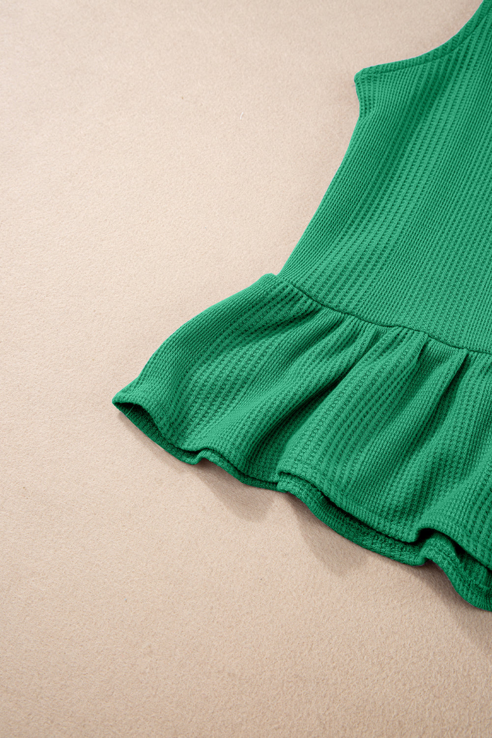 Amelia - Blue Ribbed Ruffle Tank Top and Pants Set