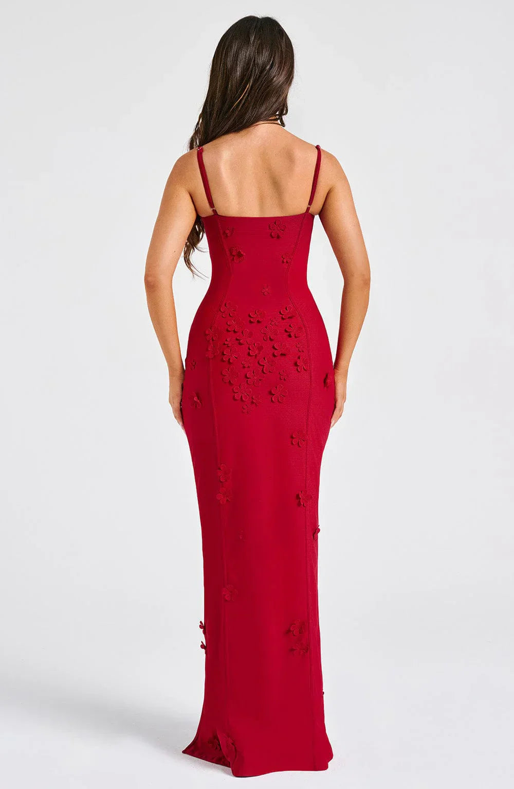 Concetta – Floral Appliqué Slit Gown