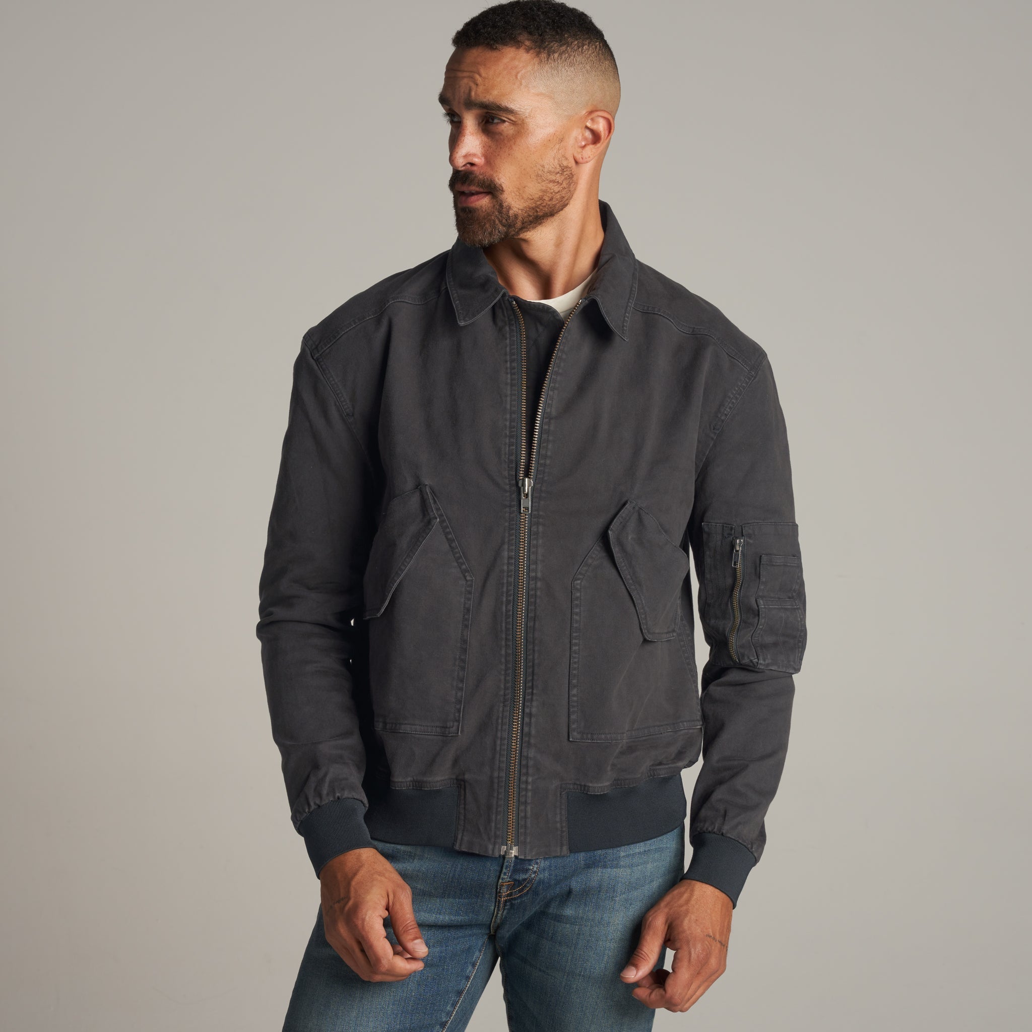 Archie – Twill Bomber Jacket with Utility Style