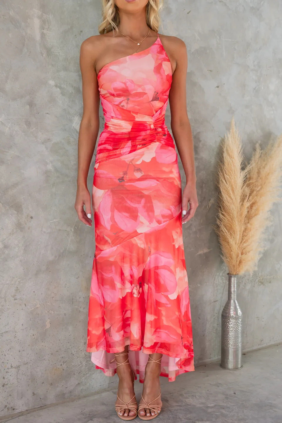 Amelia – One Shoulder Pleated Occasion Dress