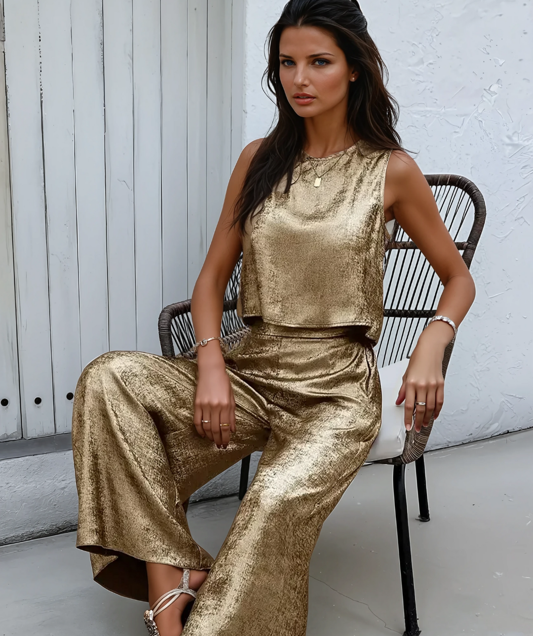 Gildessa – Chic Gold Metallic Two-Piece Set