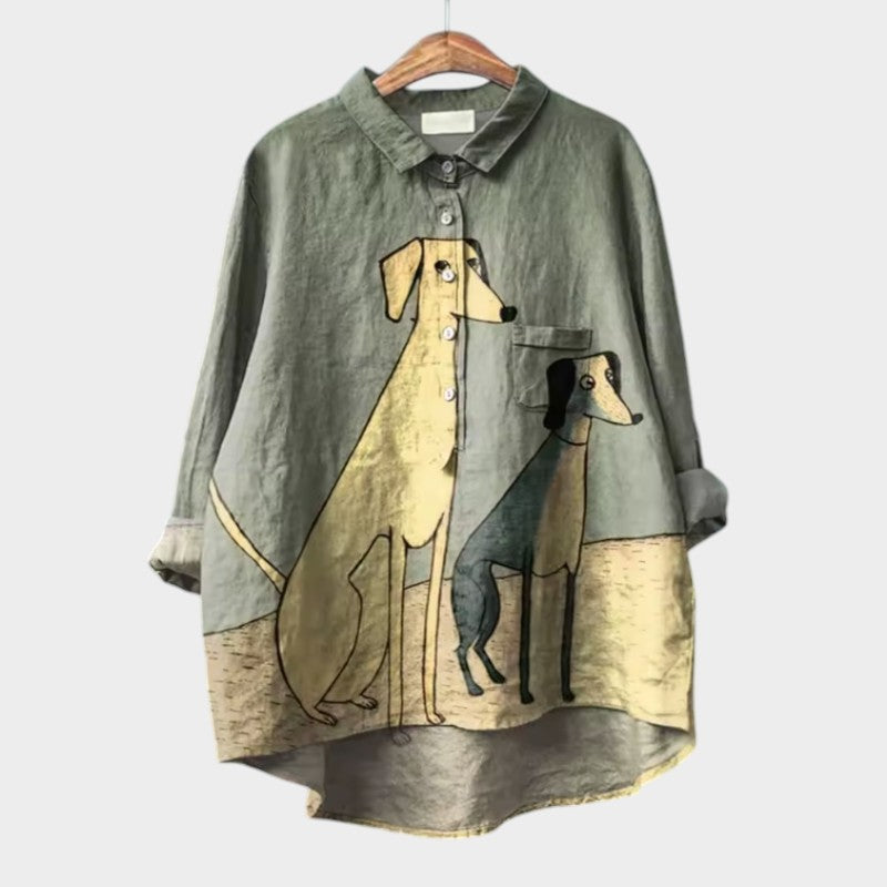PALMIRA | Oversize Shirt with Canine Design and Everyday Comfort for a Carefree Look