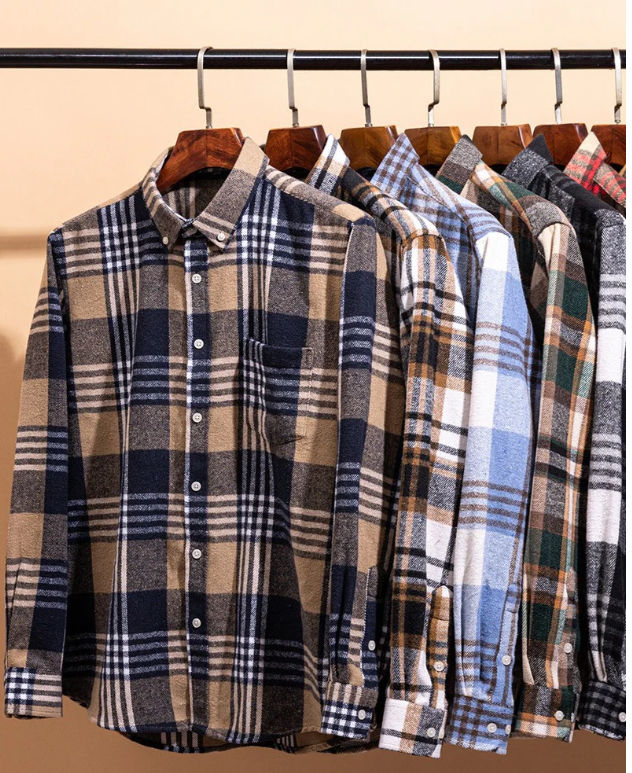 Jackson Vale - Long Sleeve Cotton Plaid Shirt