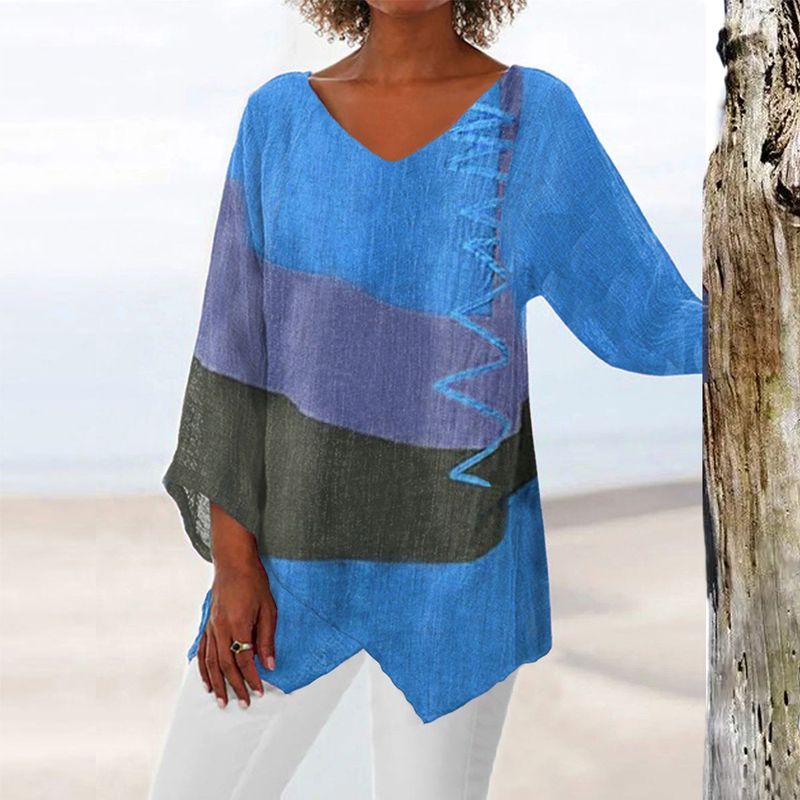 Emily – Elegant Lightweight Printed V-Neck Blouse