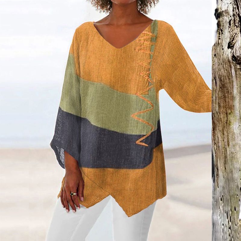 Emily – Elegant Lightweight Printed V-Neck Blouse