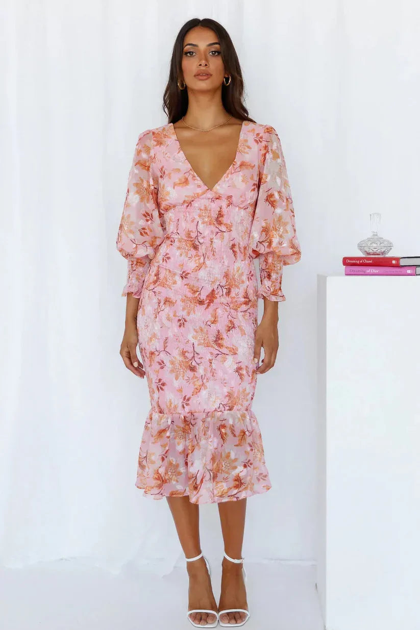 Miley – Ruched Empire Midi Dress